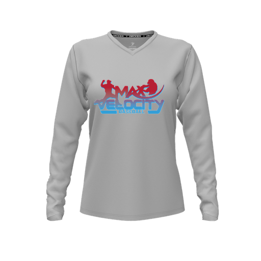 [CUS-DFW-TEES-CMF-VNK-LSL-GRY-FYXS-LOGO1] Decker Comfort T-Shirt (Female Youth XS, Gray, V Neck, Logo 1, Long Sleeve)